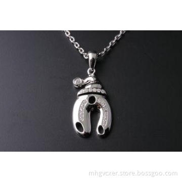 Girls large 925 Silver CZ Pendant Custom Rho plated Or rose